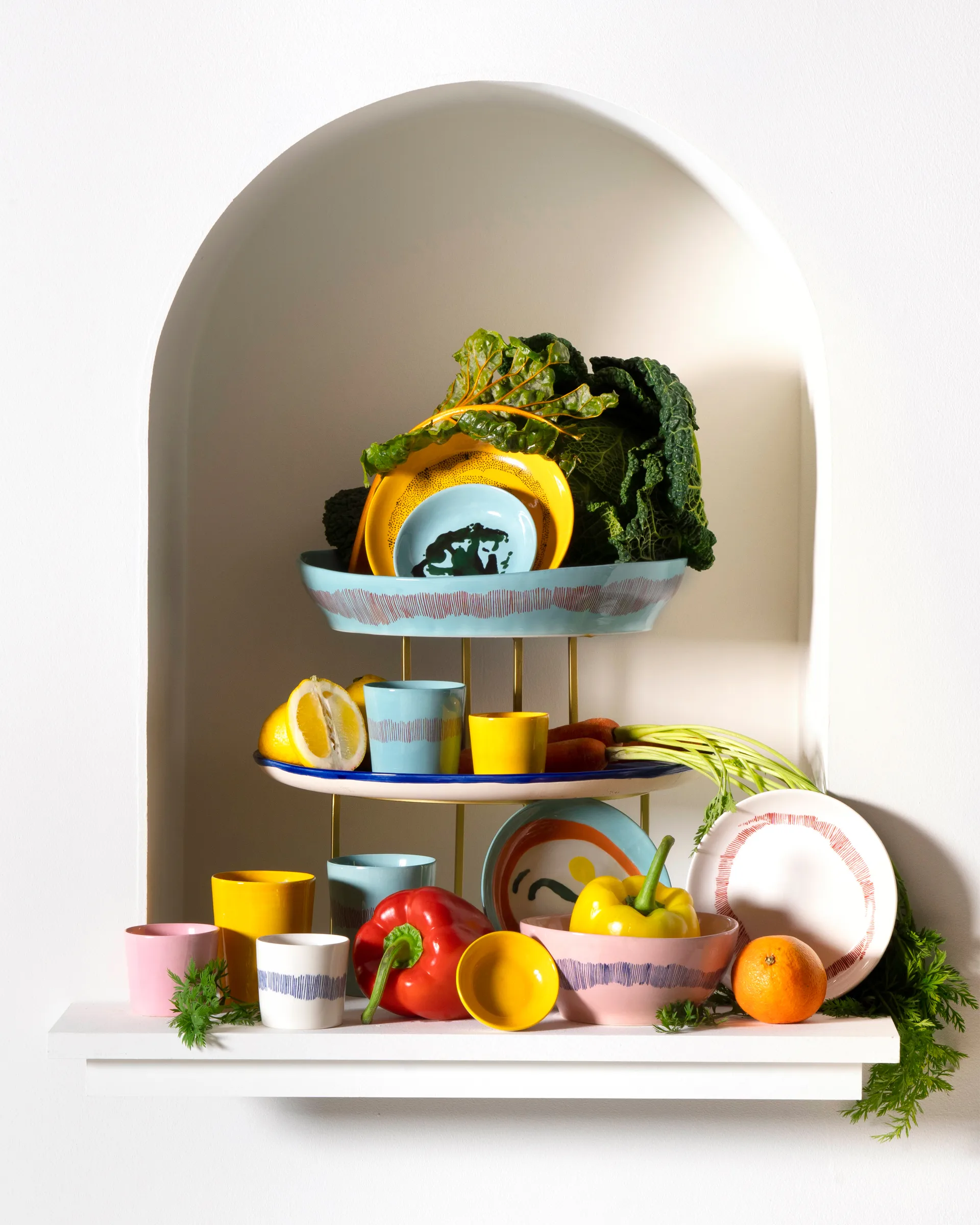 Ottolenghi Feast dyp tallerken Ø22 cm 2-pakning, White stripes-red Serax