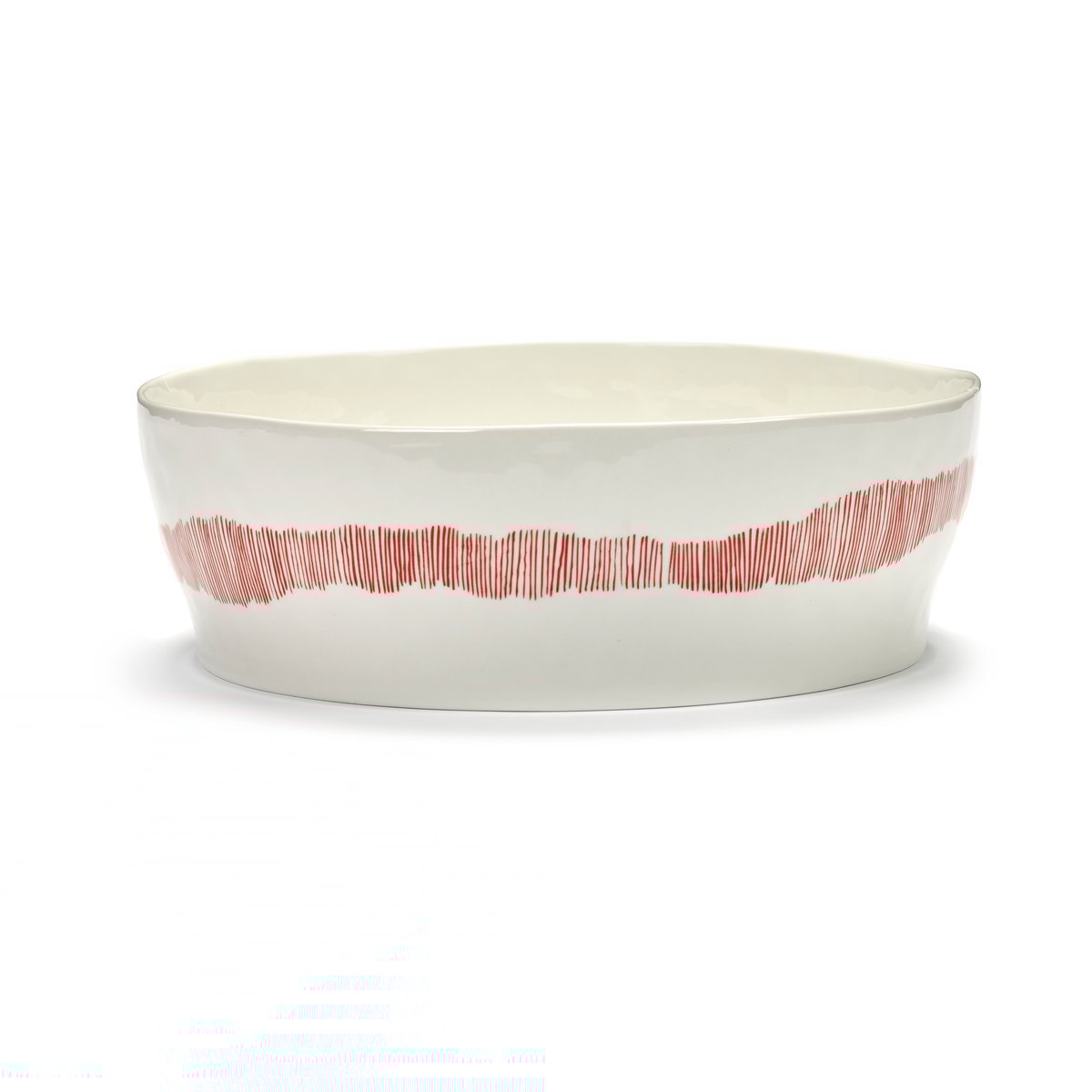 Serax Ottolenghi Feast salatskål Ø27,5 cm White stripes-red