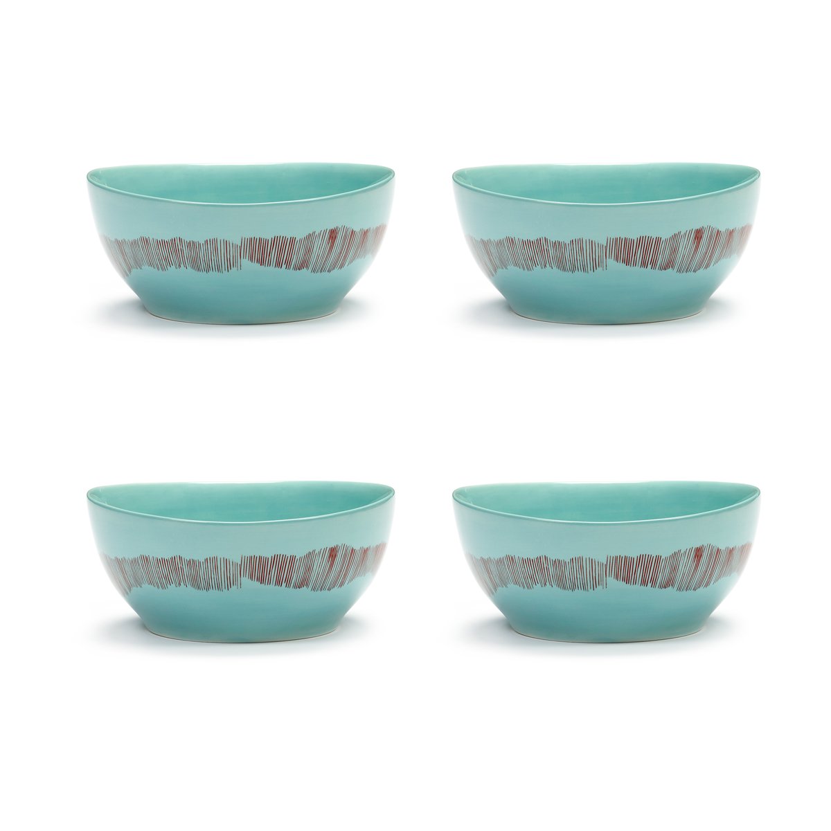 Serax Ottolenghi Feast skål S Ø15 cm 4-pakning Azure stripes-red
