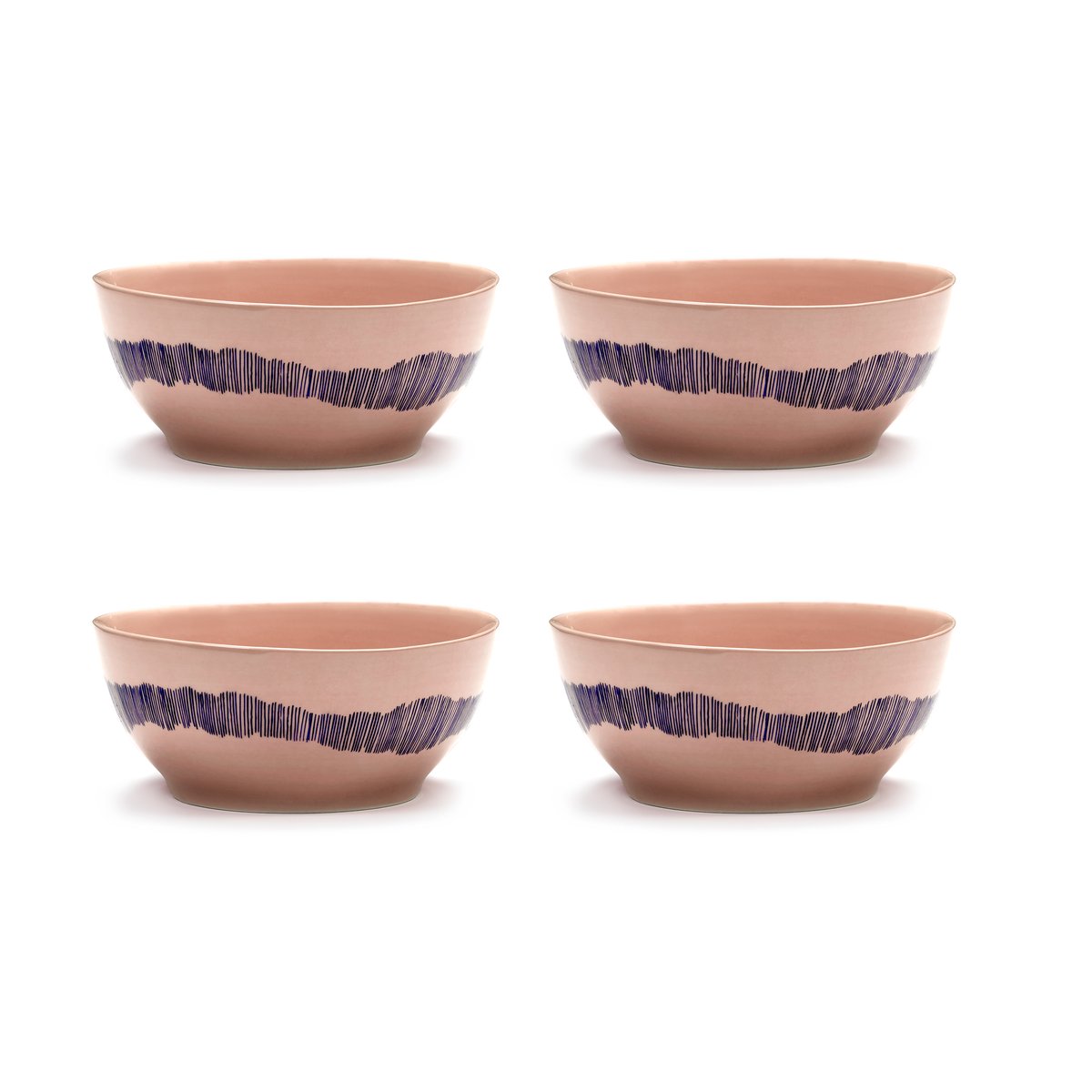 Serax Ottolenghi Feast skål S Ø15 cm 4-pakning Pink stripes blue