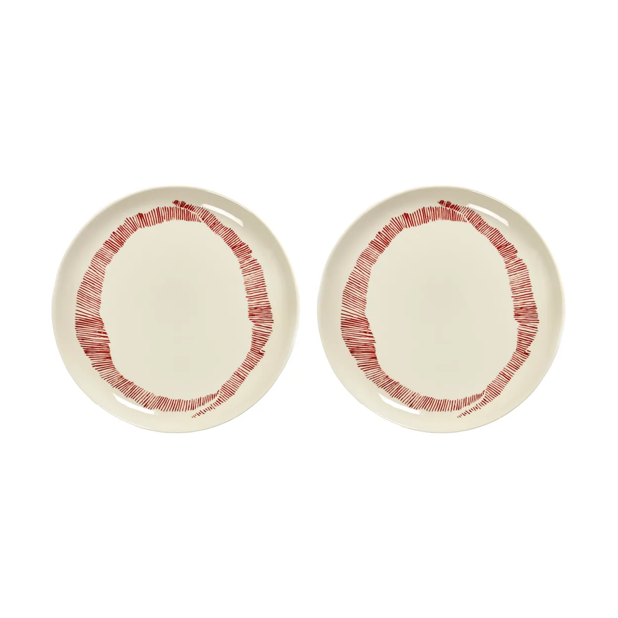 Serax Ottolenghi Feast tallerken M Ø22,5 cm 2-pakning White stripes-red