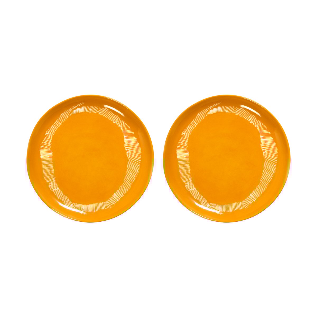 Serax Ottolenghi Feast tallerken M Ø22,5 cm 2-pakning Yellow stripes-white