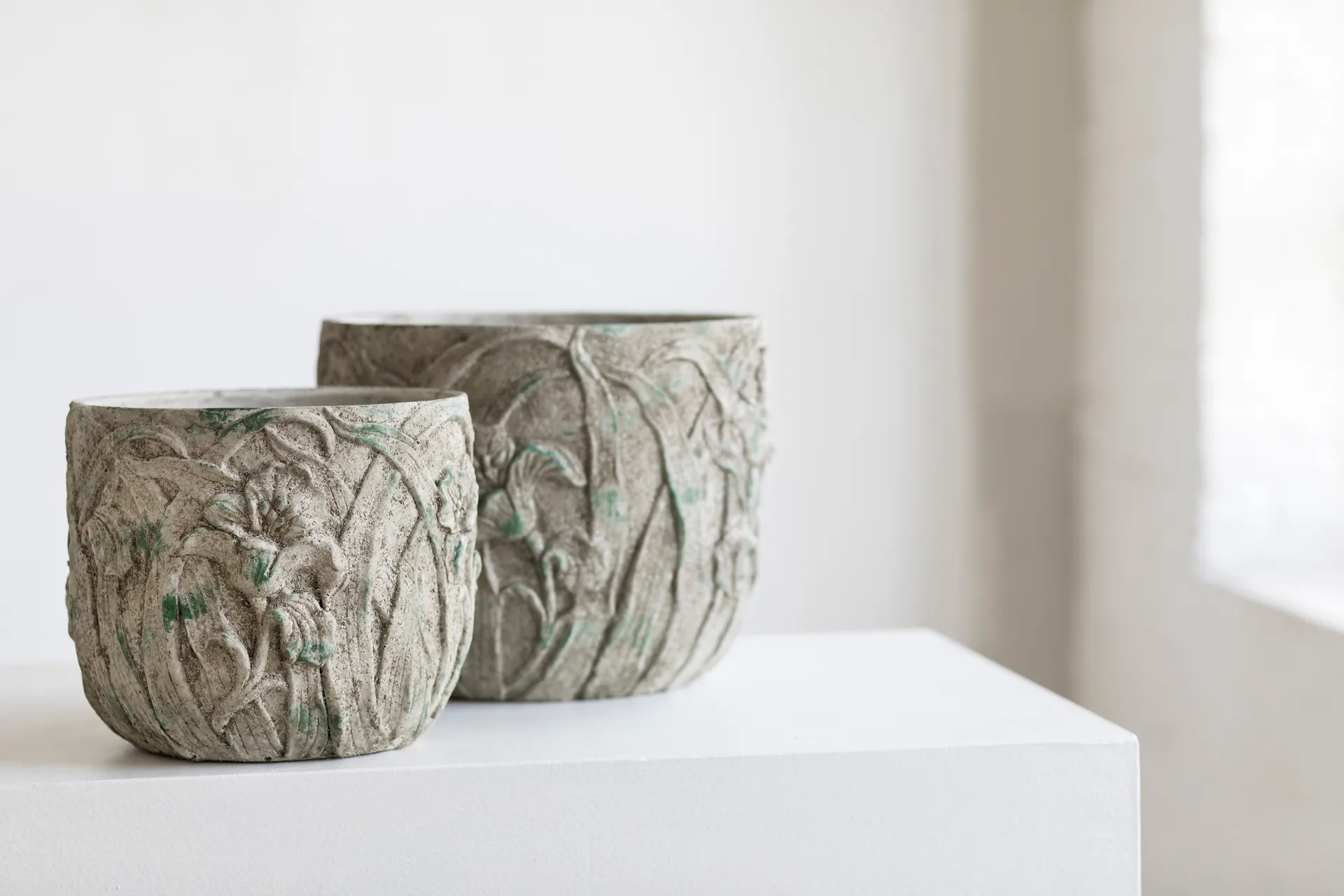 Rustic krukke blomstermønster M 25,5 cm, Grey Serax