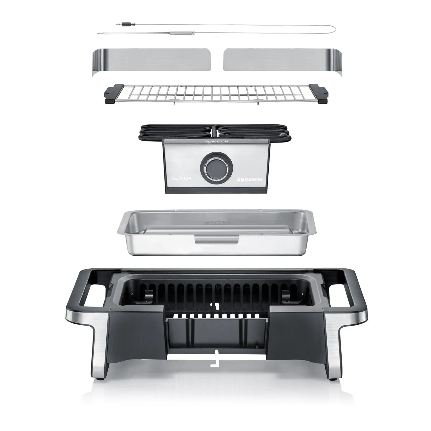 Severin PG 8114 Senoa DigitalBoost elektrisk grill, Svart Severin