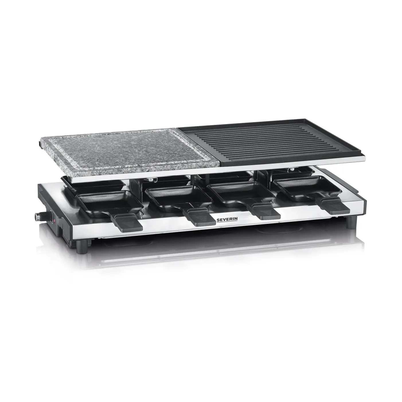 Severin RG 2373 raclette deluxe kombi 8 panner, Sølv Severin