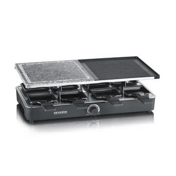 Severin RG 2376 raclette kombi grill/stein 8 panner - Svart - Severin