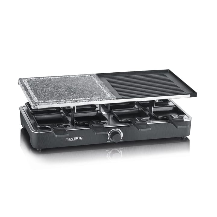 Severin RG 2376 raclette kombi grill/stein 8 panner, Svart Severin