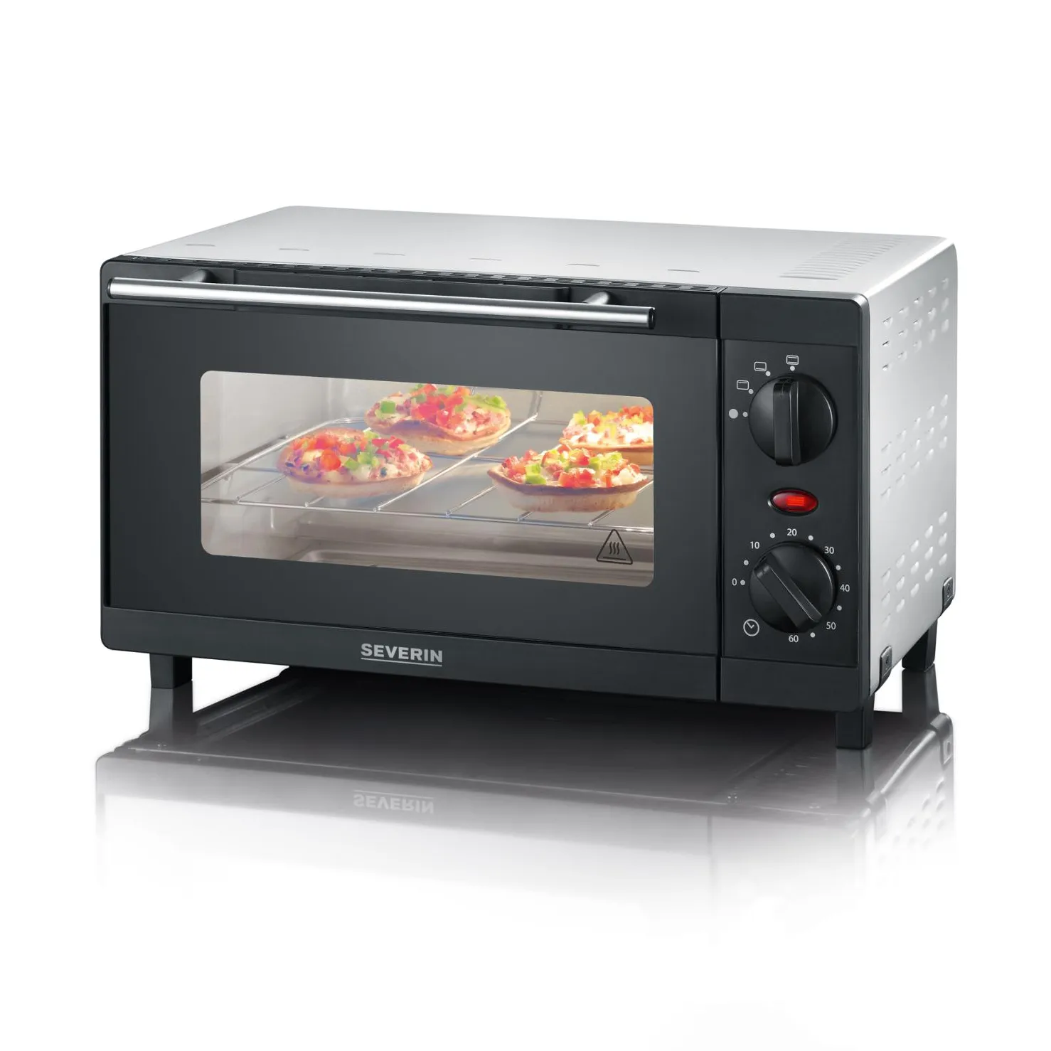 Severin TO 2052 miniovn 9 L, Svart-sølv Severin