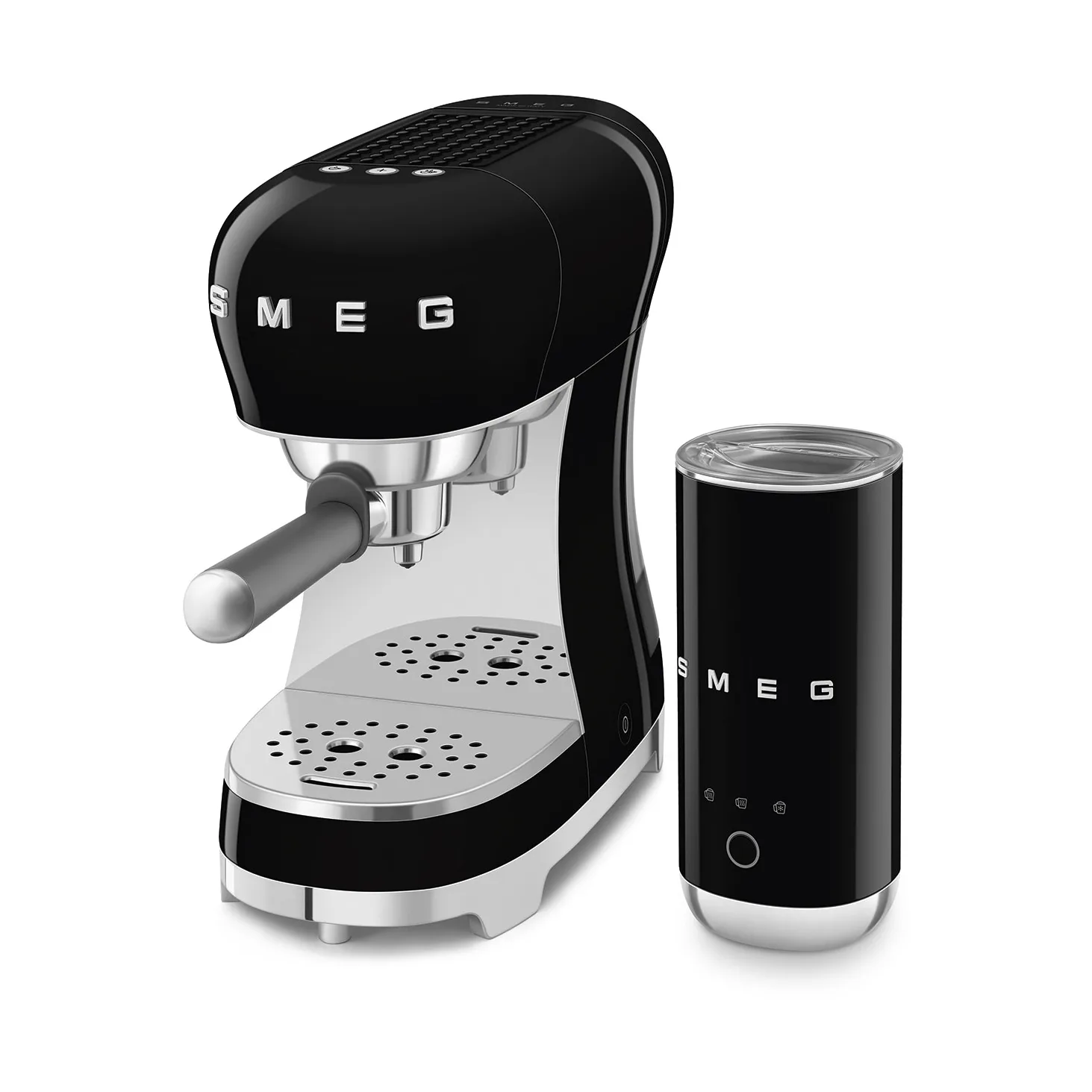 Smeg 50's Style espressomaskin med melkeskummer, Svart Smeg
