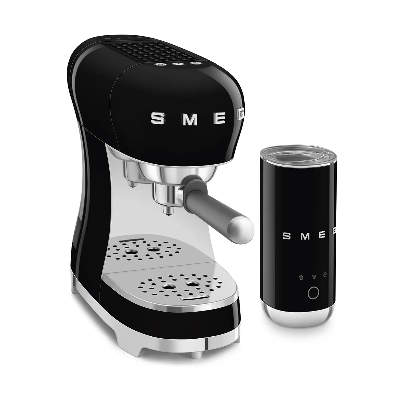 Smeg 50's Style espressomaskin med melkeskummer, Svart Smeg