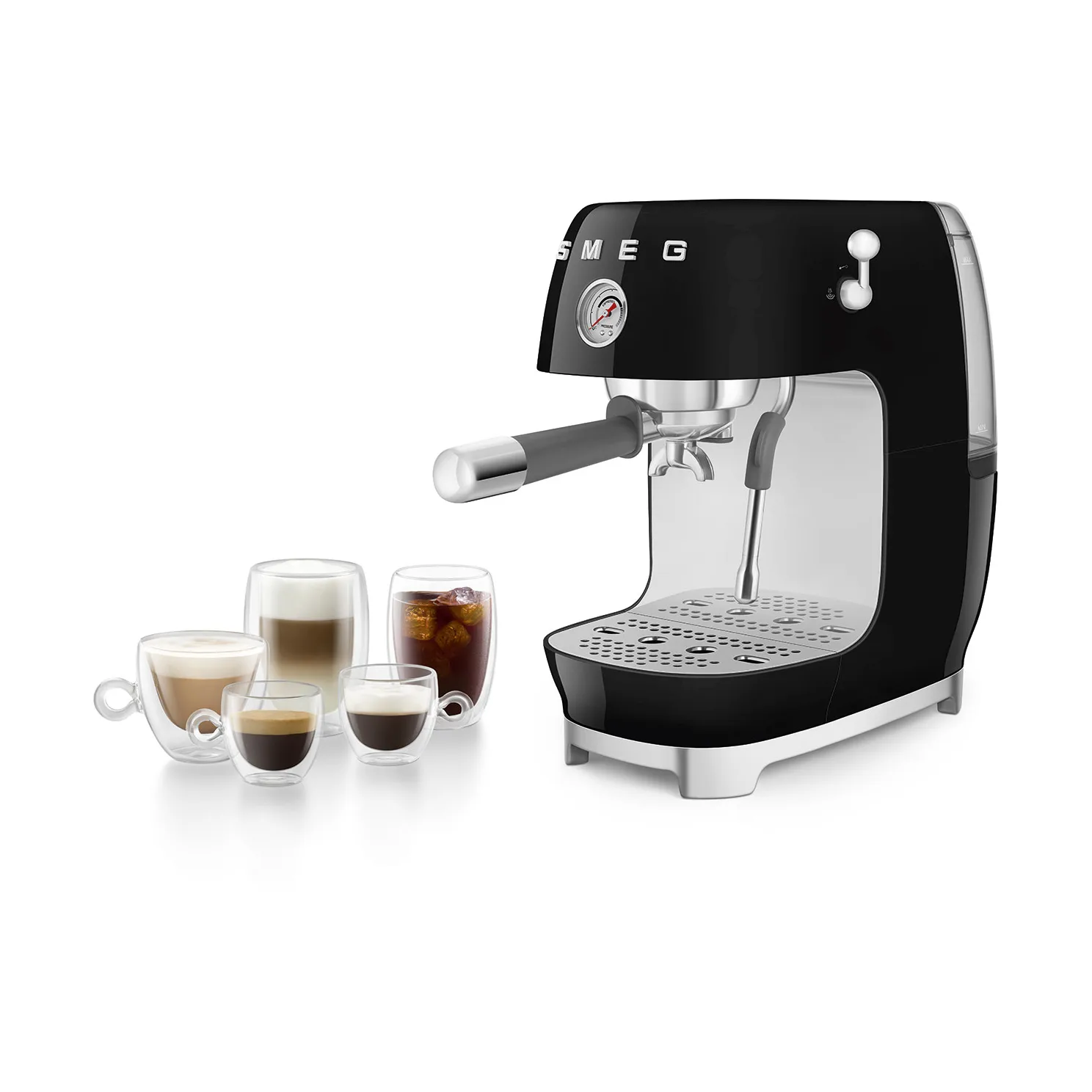 Smeg 50's style halvautomatisk espressomaskin ECF03, Black Smeg