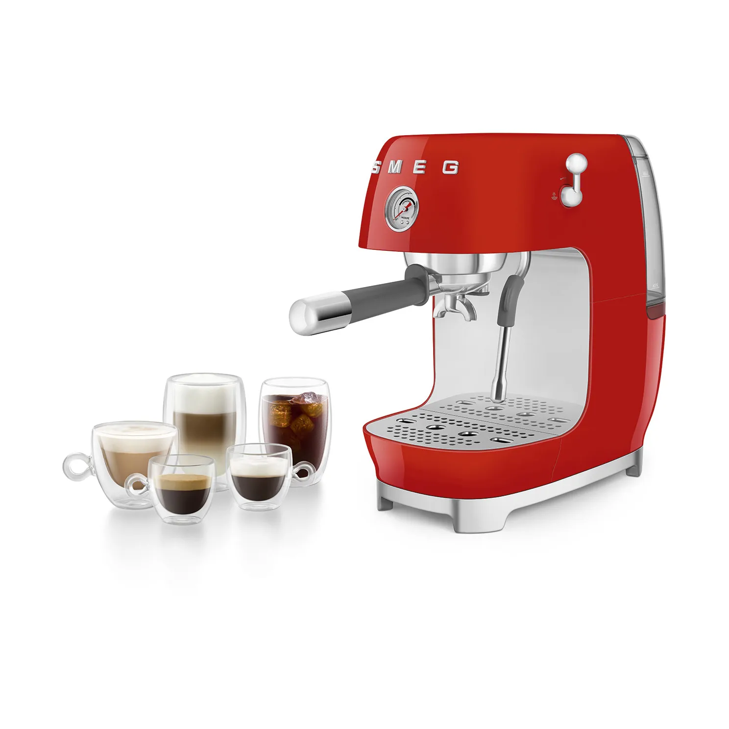 Smeg 50's style halvautomatisk espressomaskin ECF03, Red Smeg