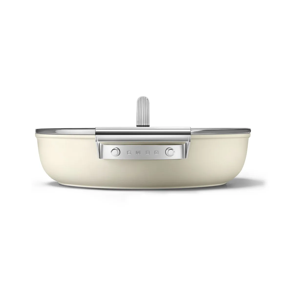 Smeg 50's style keramisk traktørpanne med lokk Ø28 cm, Cream Smeg