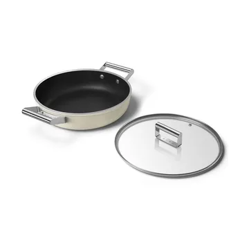 Smeg 50's style keramisk traktørpanne med lokk Ø28 cm - Cream - Smeg