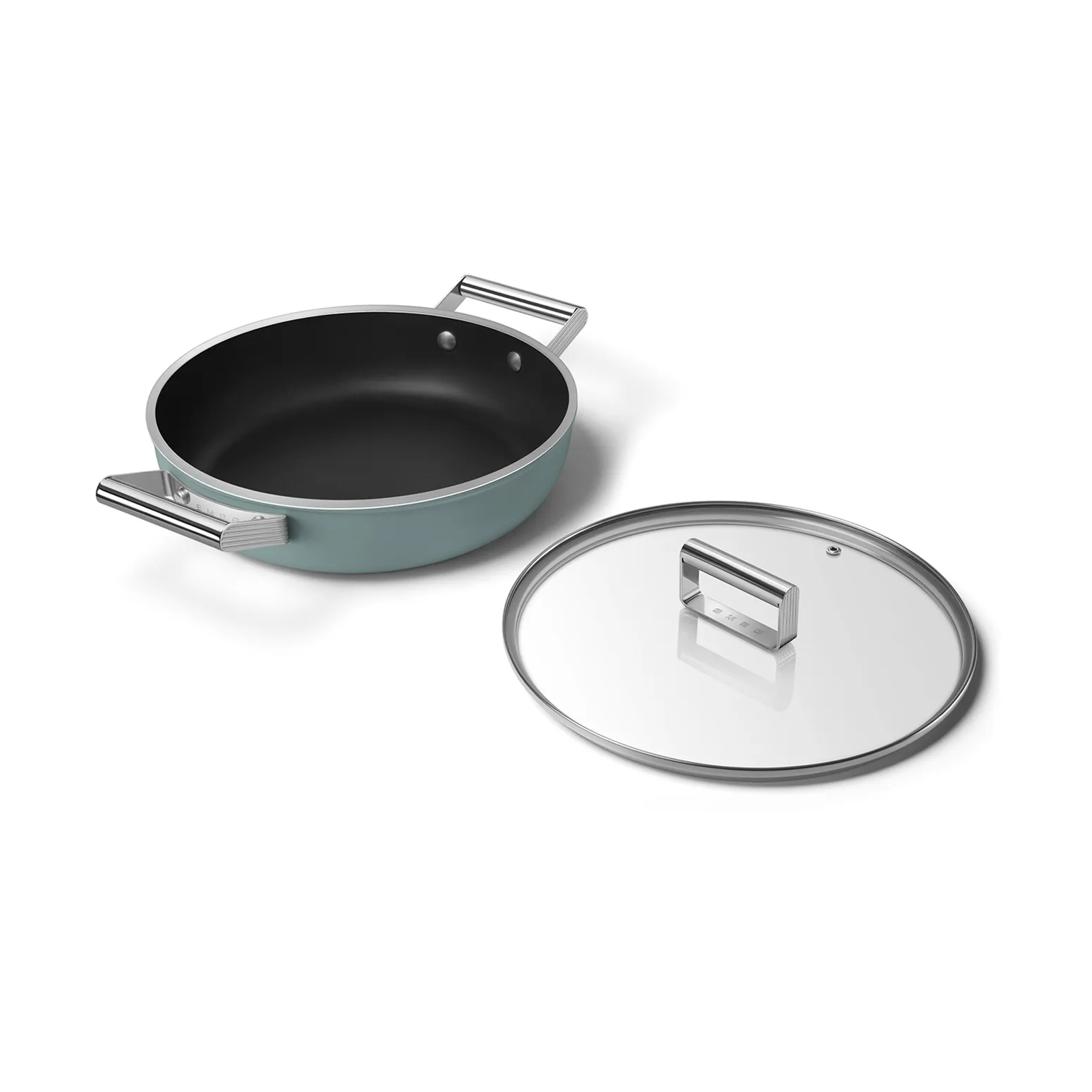 Smeg 50's style keramisk traktørpanne med lokk Ø28 cm, Emerald green Smeg