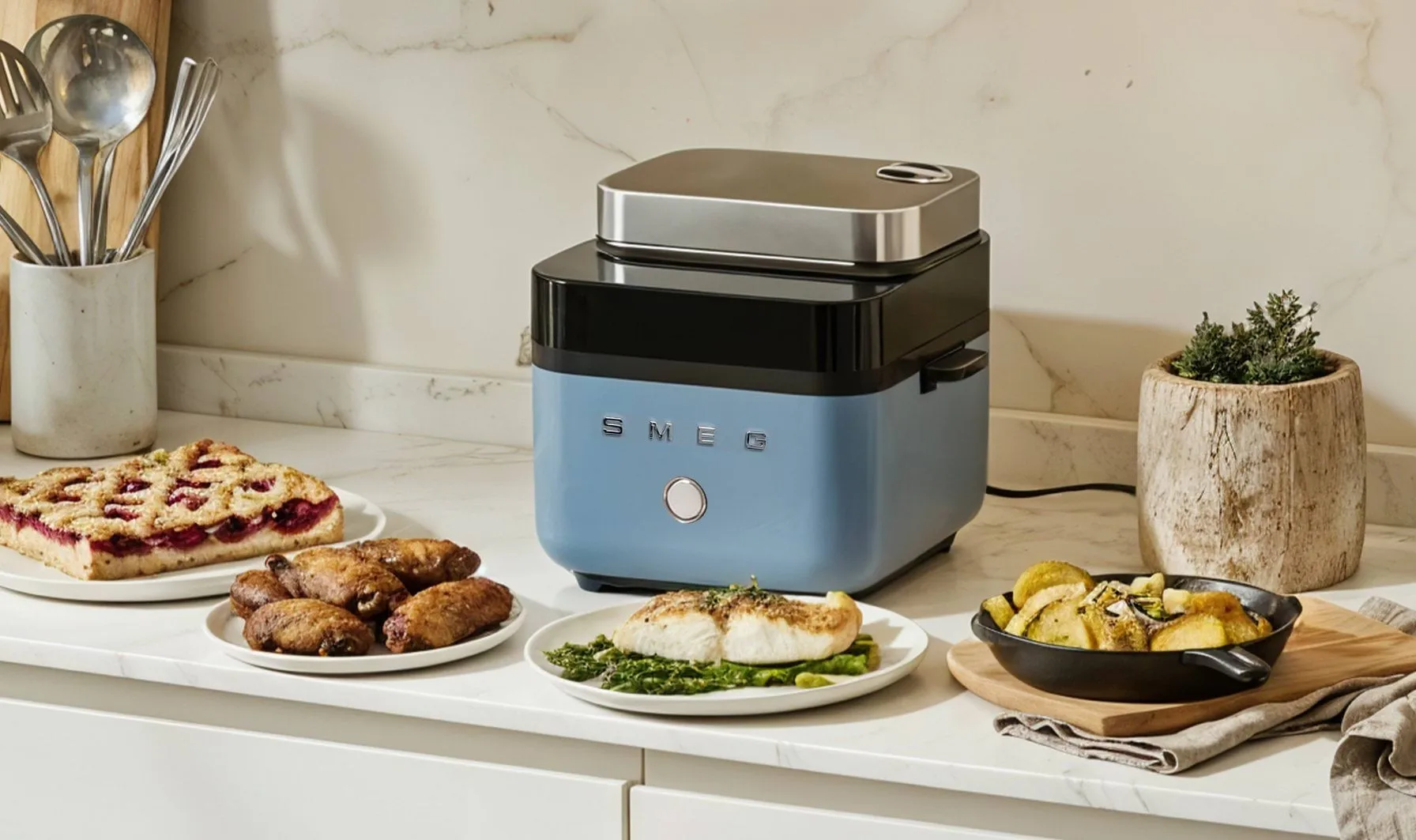 Smeg Air Fryer, Storm blue matt Smeg