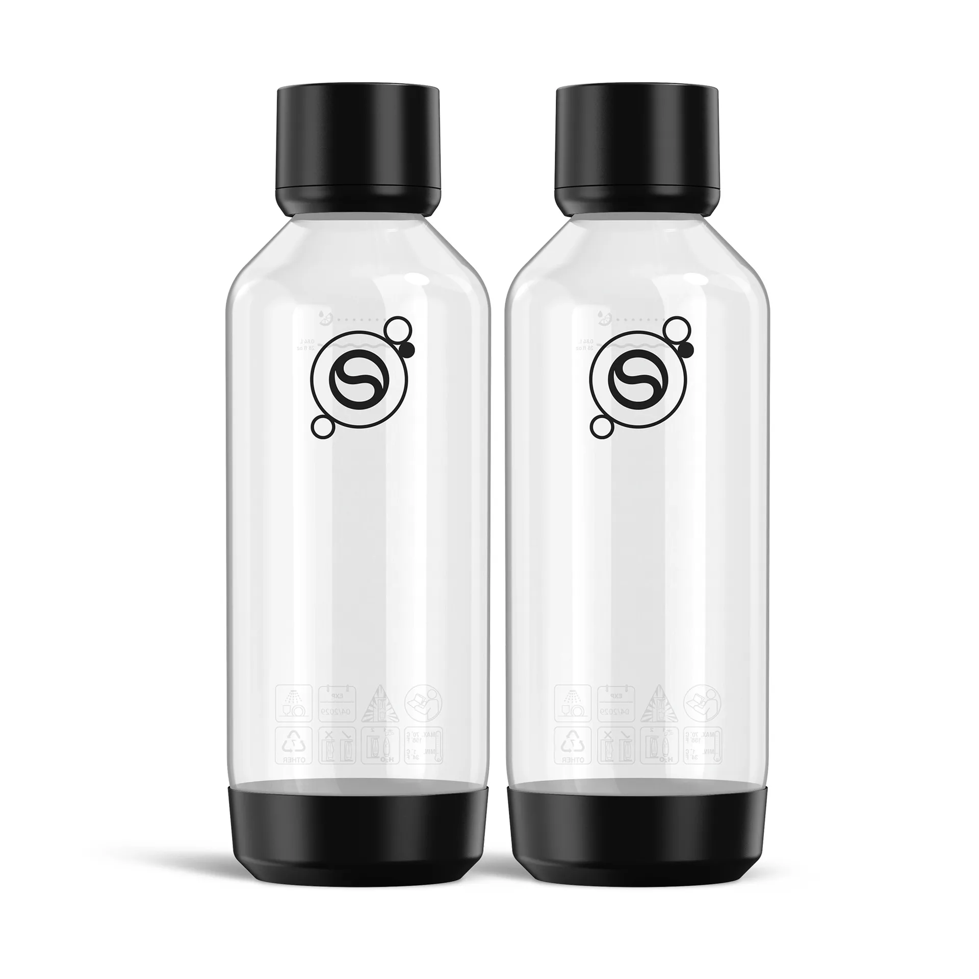 Fizz & Refresh flaske, Svart, 1 l, 2-pakning Sodastream