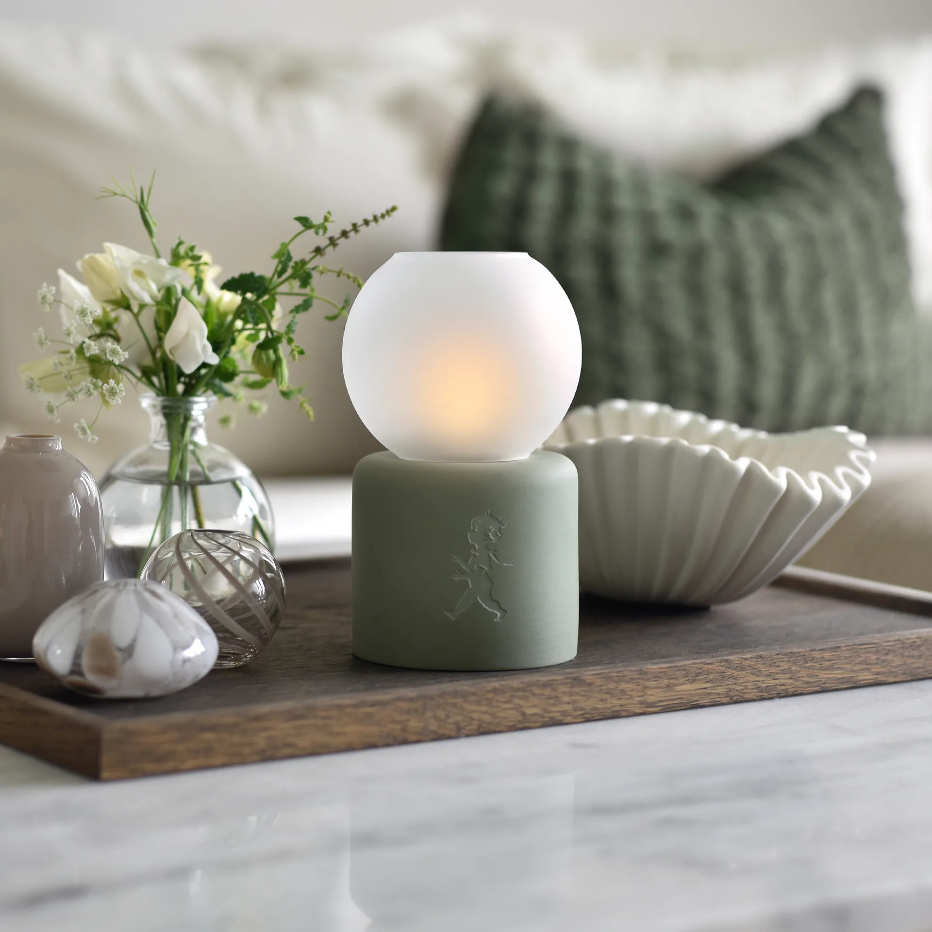 Globe telysholder Ø9,5x17 cm, Grønn Solstickan Design