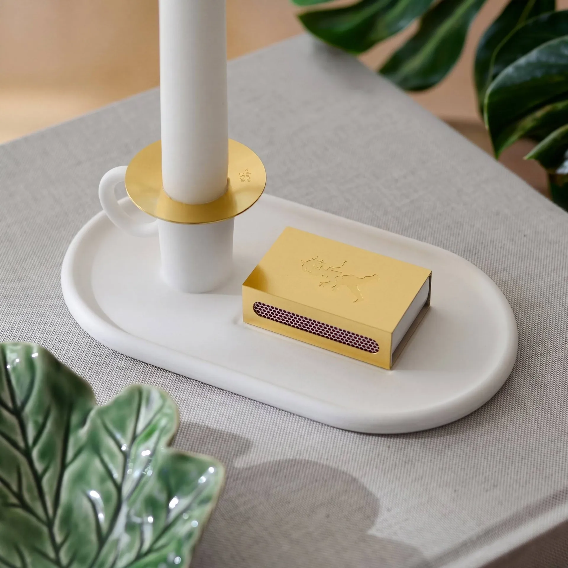 Kammakarlysestake med fyrstikketui, Hvit Solstickan Design