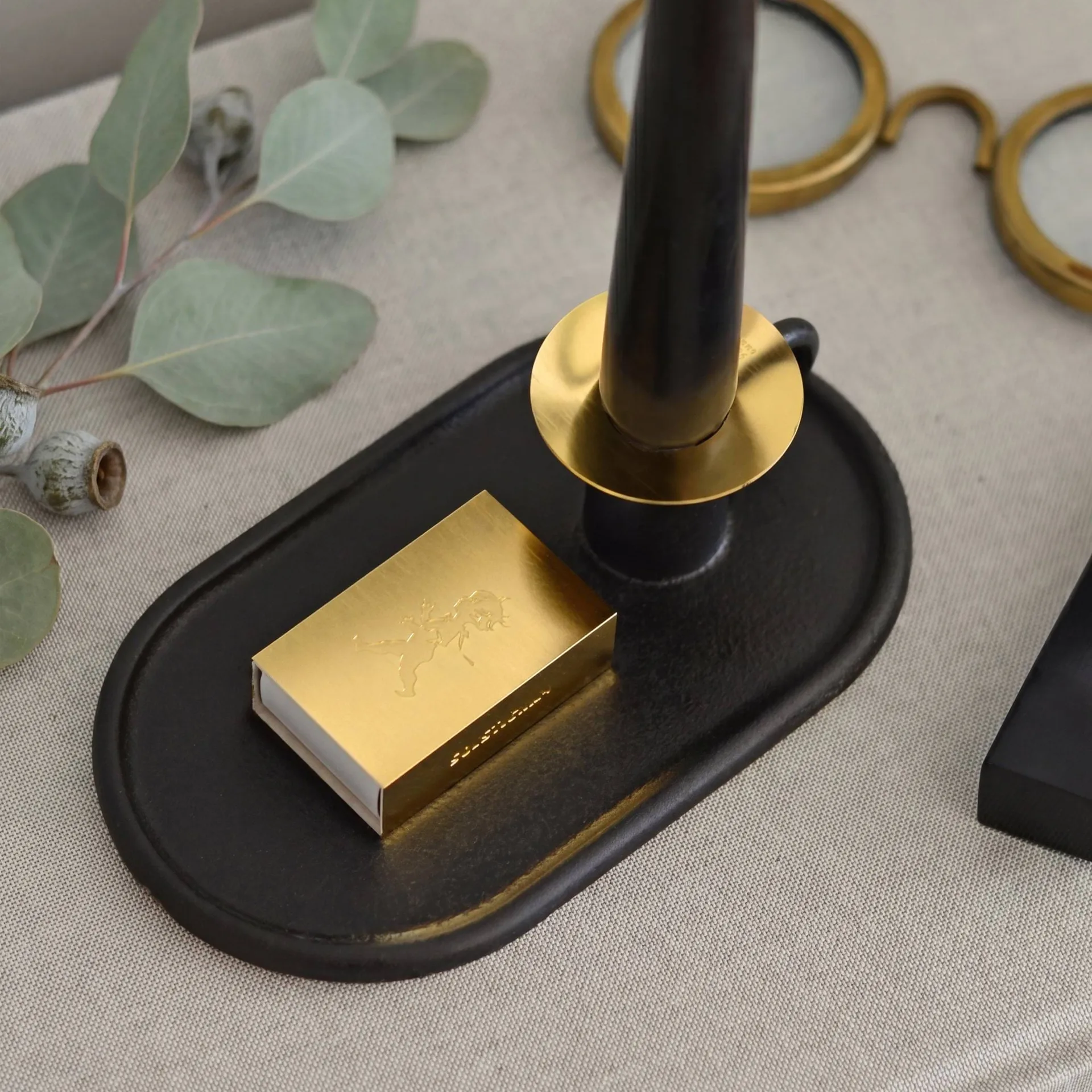 Kammakarlysestake med fyrstikketui, Solstickan kammerlysestake inkl. fyrstikketui Solstickan Design