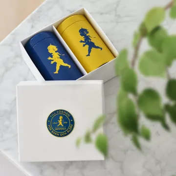 Solstickan fyrstikkrør 2-pack gaveeske - Gul, blå - Solstickan Design