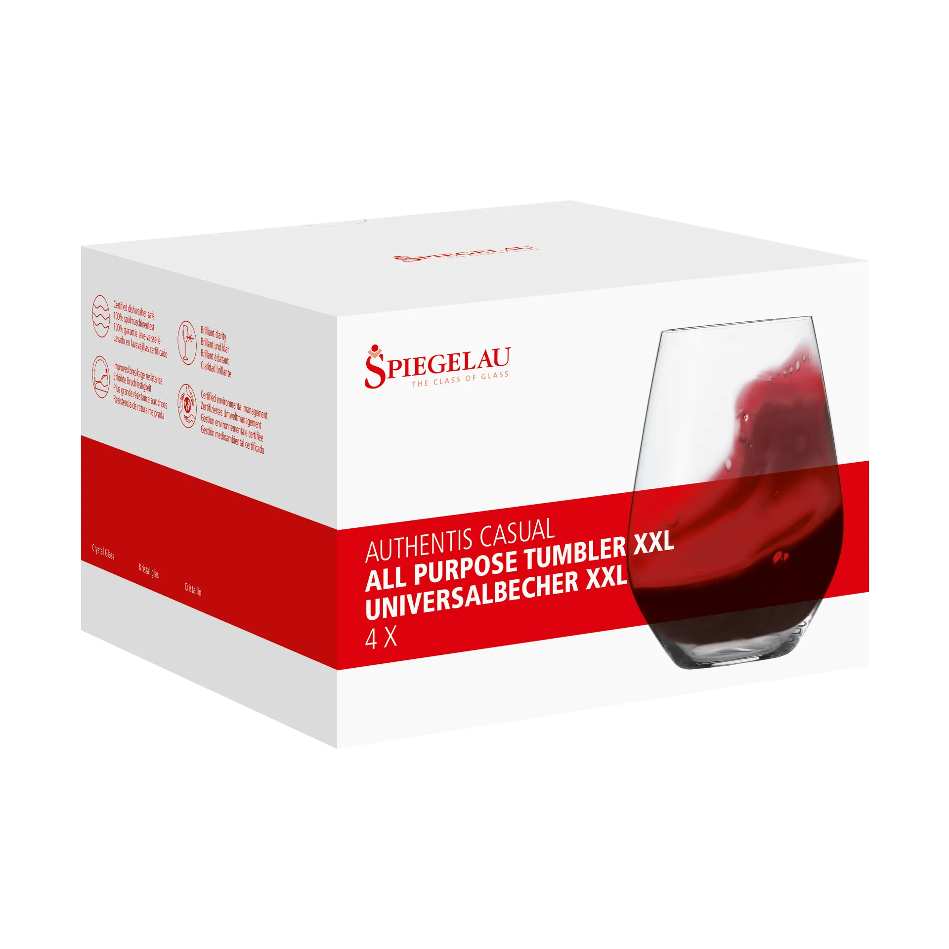 Authentis Casual tumbler XL 63 cl 4-pakning, Klar Spiegelau