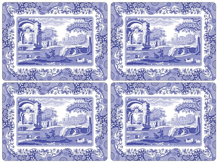 Blue Italian bordbrikker 4-pakning - Blå-hvit - Spode
