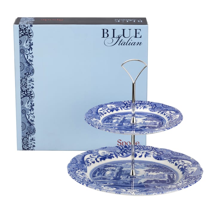 Blue Italian kakefat, 2 etasjer Spode