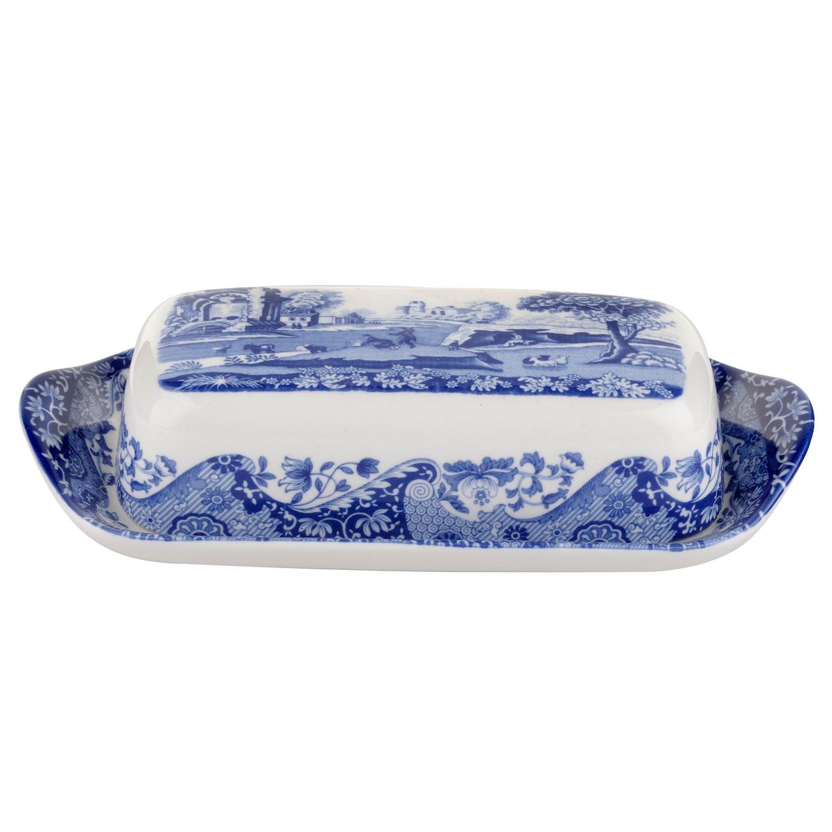 Spode Blue Italian smørboks 20x10 cm