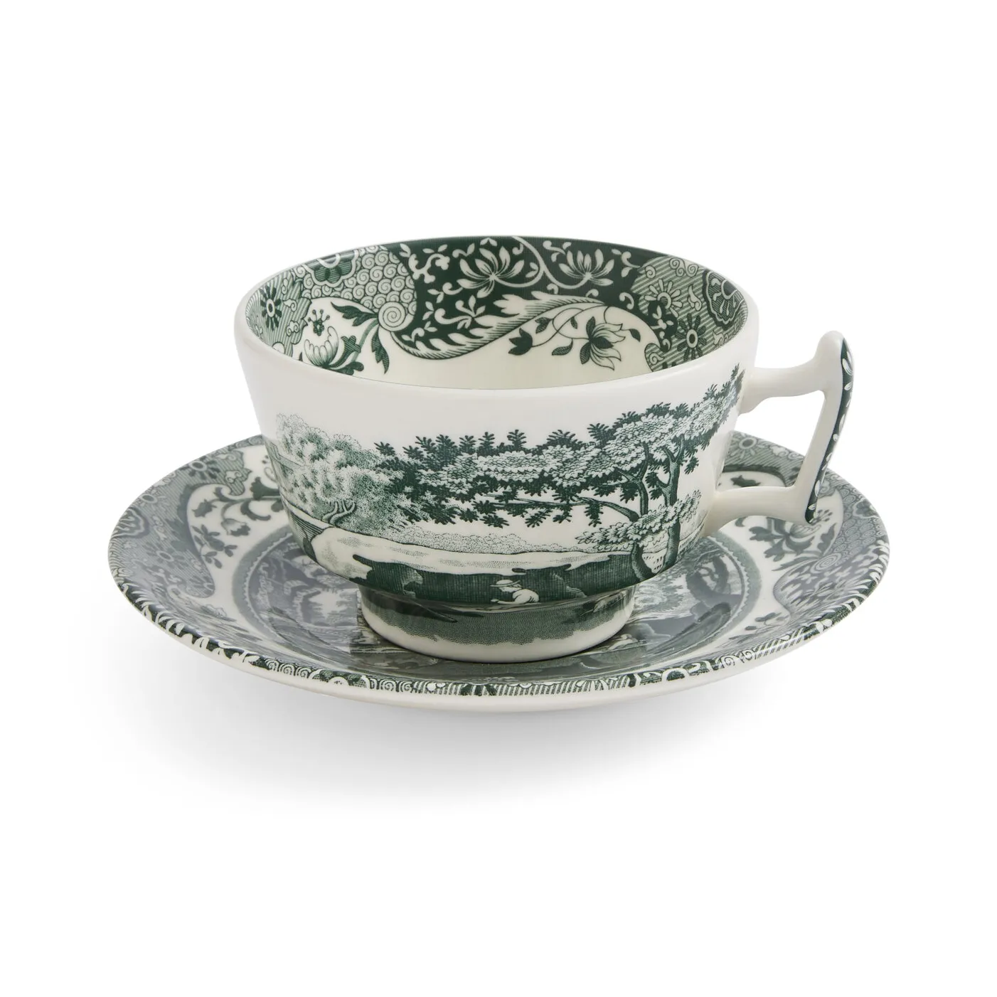 Heritage Green Italian kopp med fat, Grønn, 0,2 L Spode