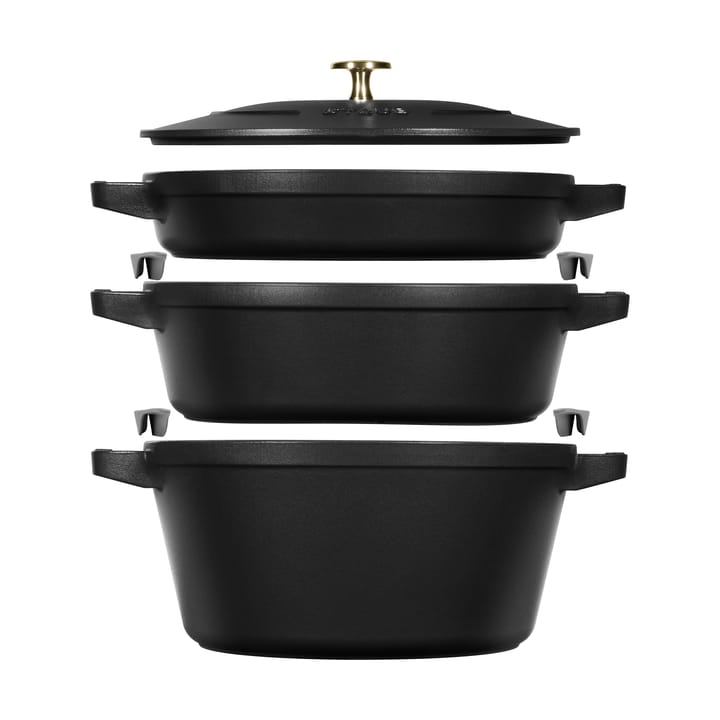 Staub Gryte & kasserollesett stablebare 5 deler - Svart - STAUB
