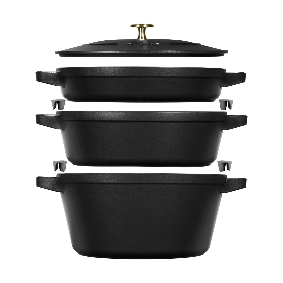 STAUB Staub Gryte & kasserollesett stablebare 5 deler Svart