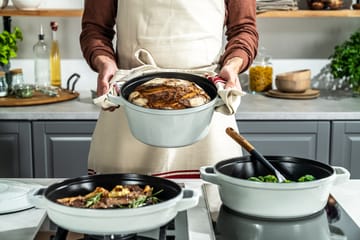 Staub Gryte & kasserollesett stablebare 5 deler - White truffle - STAUB