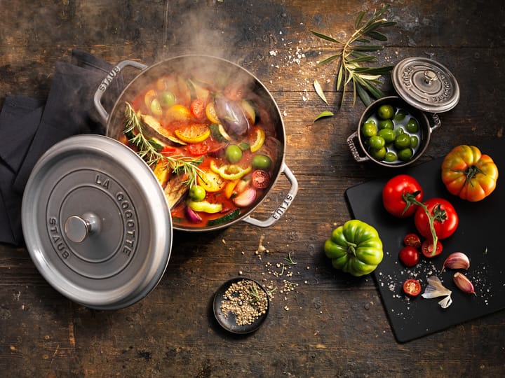Staub La Cocotte rund gryte støpejern 12,6 L, Grafittgrå STAUB