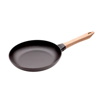 Staub stekepanne støpejern svart lyst trehåndtak - Ø26 cm - STAUB