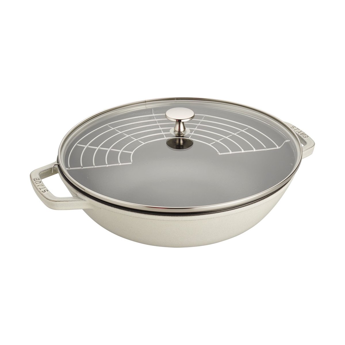 STAUB Staub wokpanne støpejern med glasslokk Ø30 cm White truffle