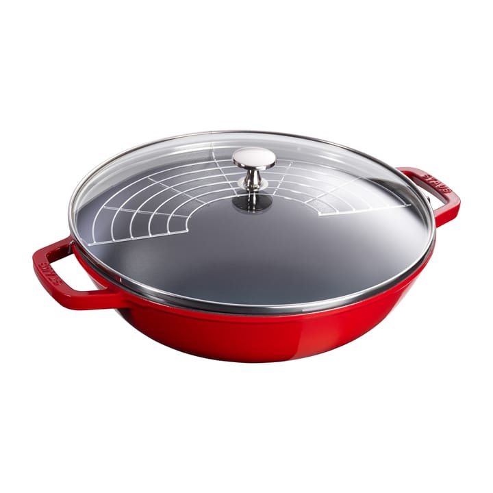 Wok med glasslokk Ø30 cm 4,4 L, Rød STAUB