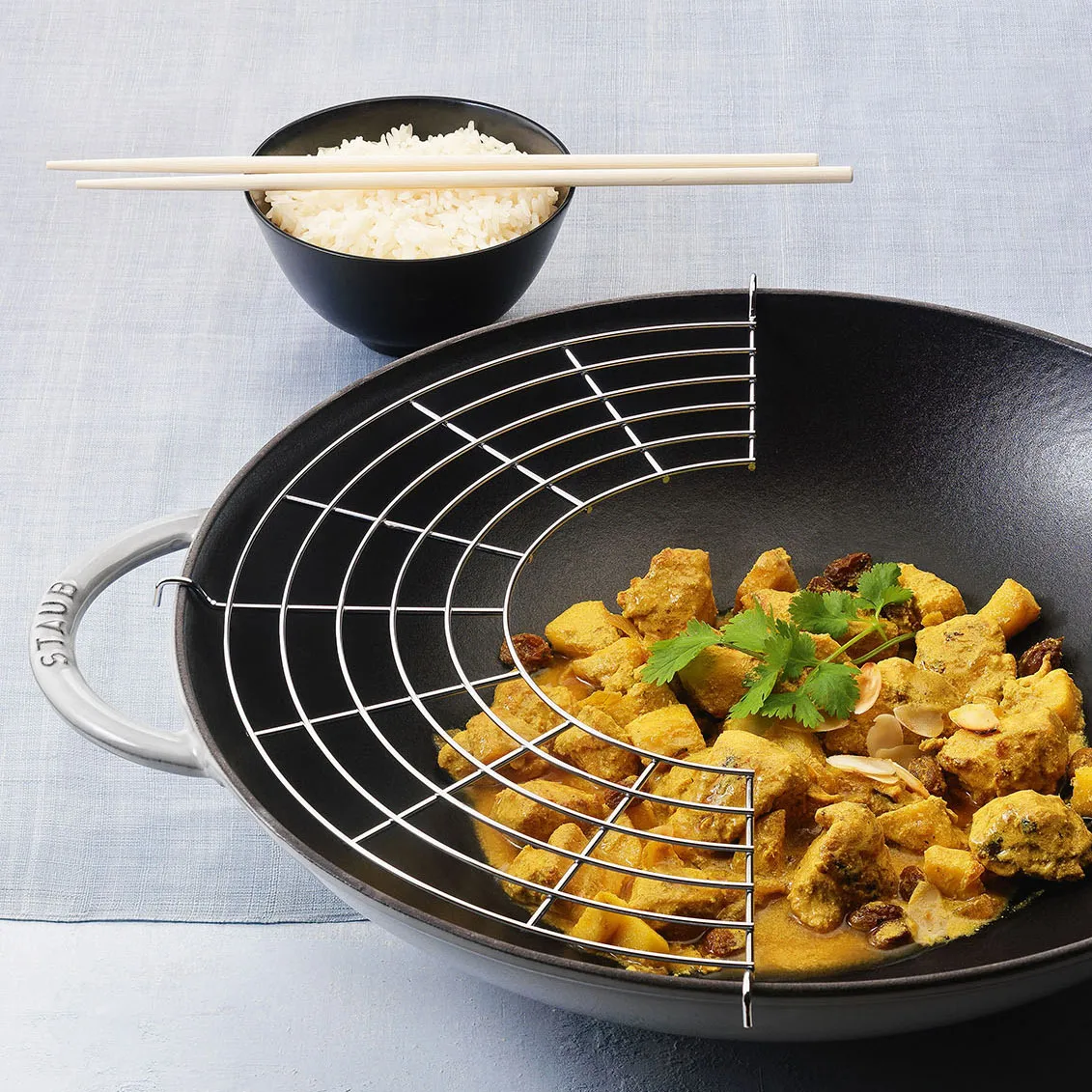 Wok med glasslokk Ø37 cm 5,7 L, Grå STAUB