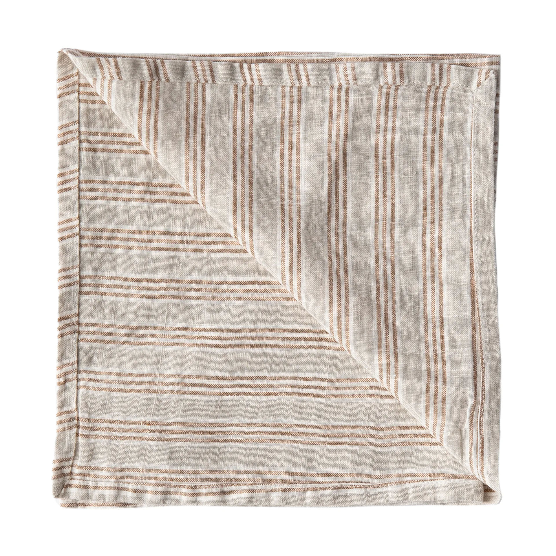 Washed linen stoffserviett 45 x 45 cm, Hazelnut stripe Tell Me More