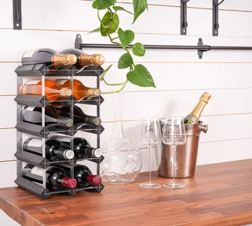 The Swedish Wine Rack Factory vinstativ montert - 12 flasker-svart furu - The Swedish Wine Rack Factory