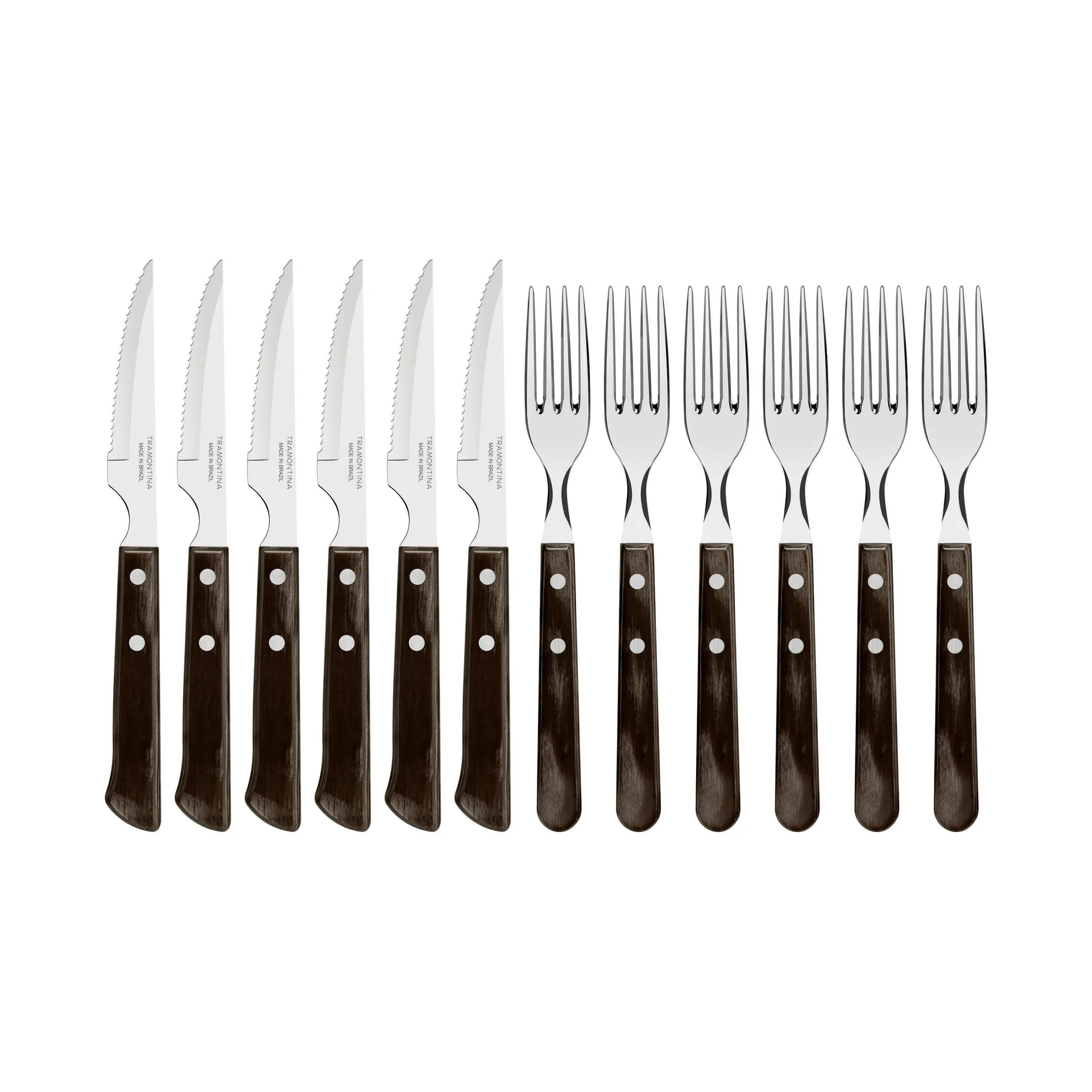 Churrasco Biffbestikk 12 deler, Brun-blank Tramontina
