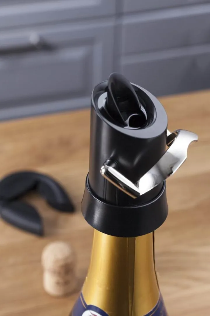 Vacuvin champagneforsegler og serverer, Svart Vacuvin