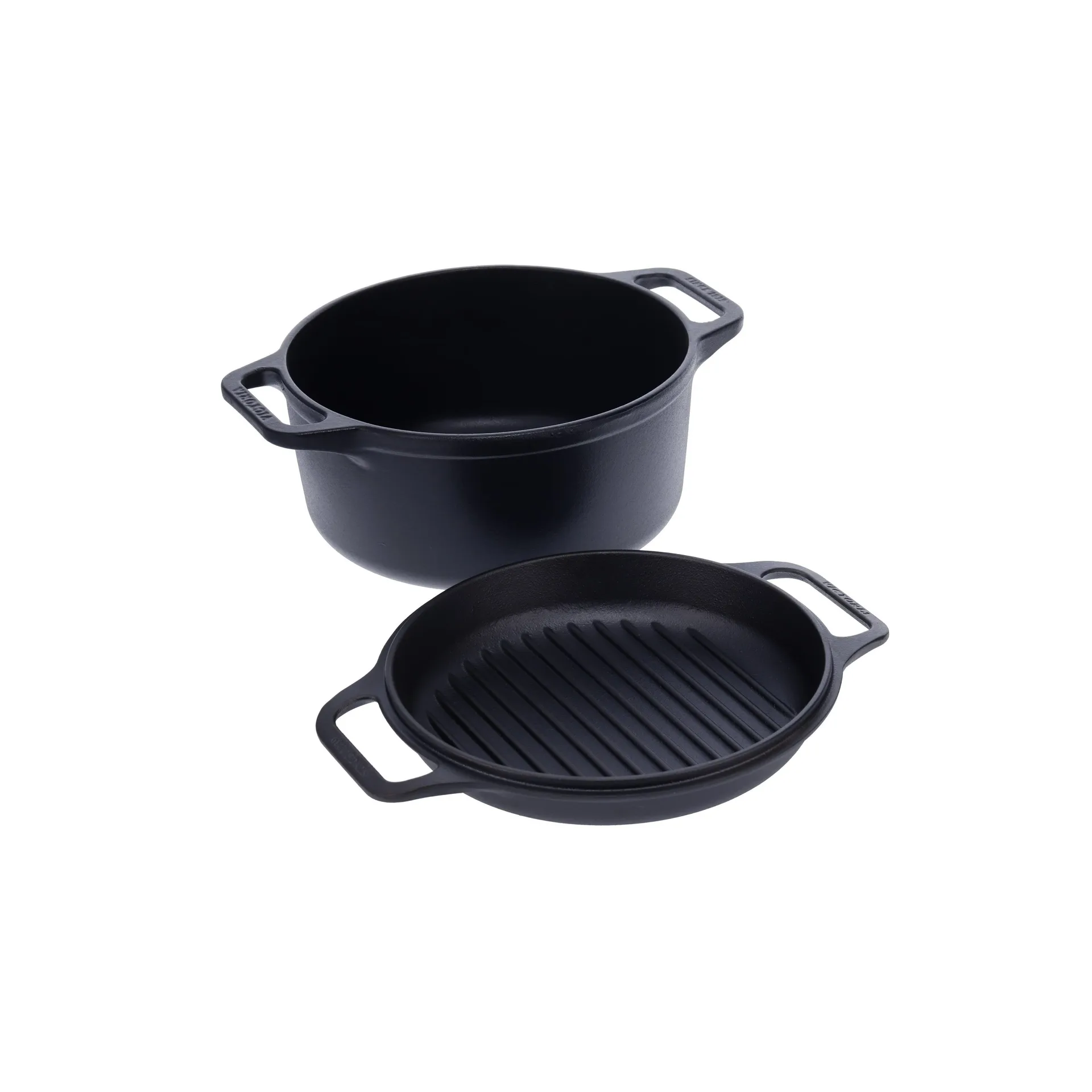 Combo Cooker støpejernsgryte-stekepannesett 2 deler, Svart Victoria