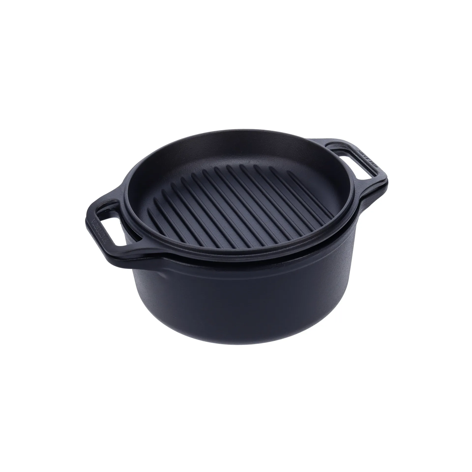 Combo Cooker støpejernsgryte-stekepannesett 2 deler, Svart Victoria