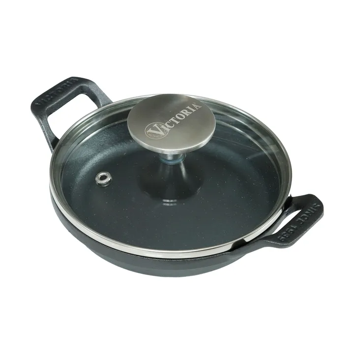 Mini rund gryte med glasslokk støpejern enameled - Ø14 cm - Victoria