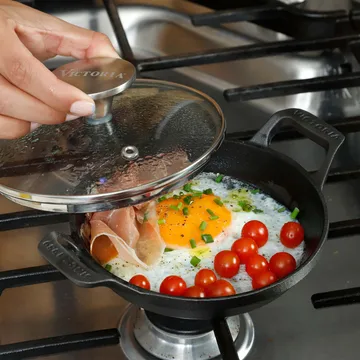 Mini rund gryte med glasslokk støpejern enameled - Ø14 cm - Victoria