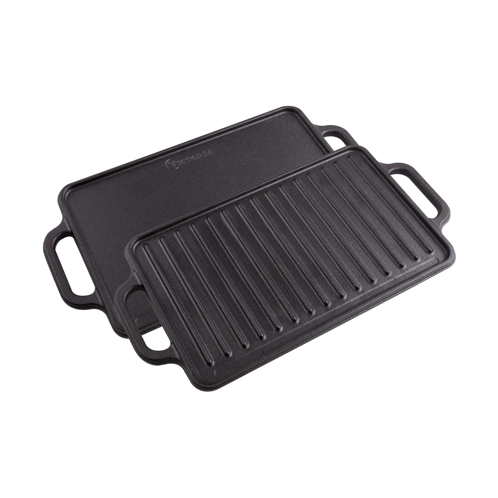 Stekeplate støpejern vendbar 21x33 cm, Svart Victoria