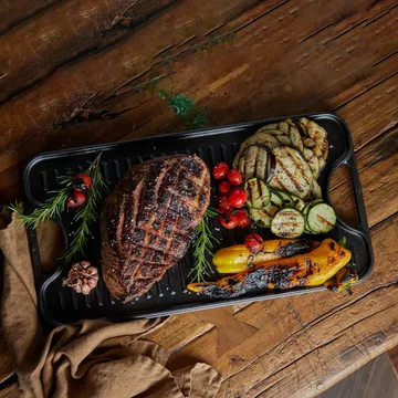 Stekeplate støpejern vendbar 25x47 cm - Svart - Victoria