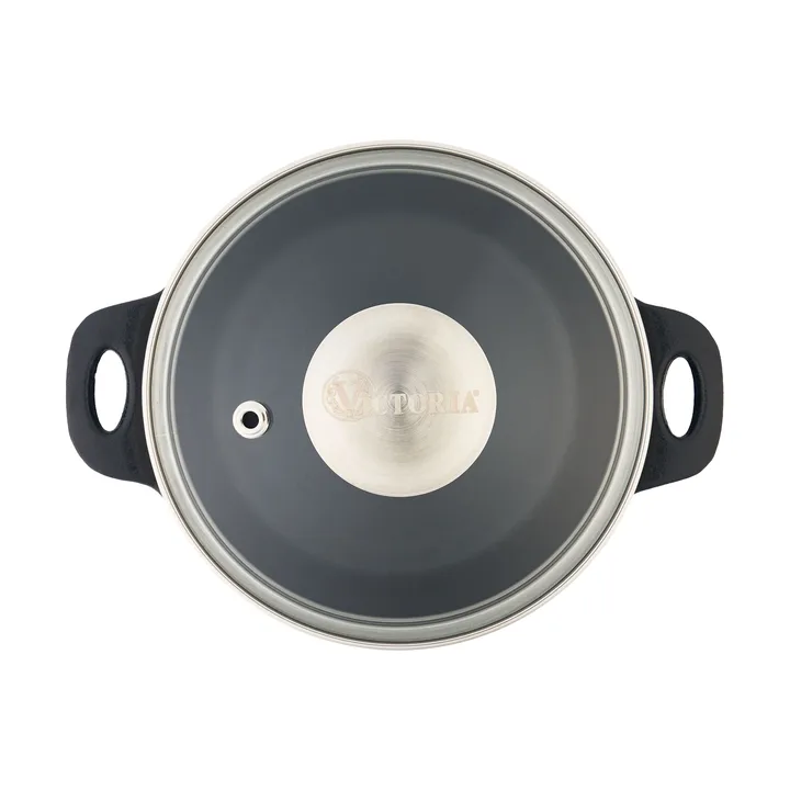 Victoria glasslokk med stålknopp - Ø14 cm - Victoria