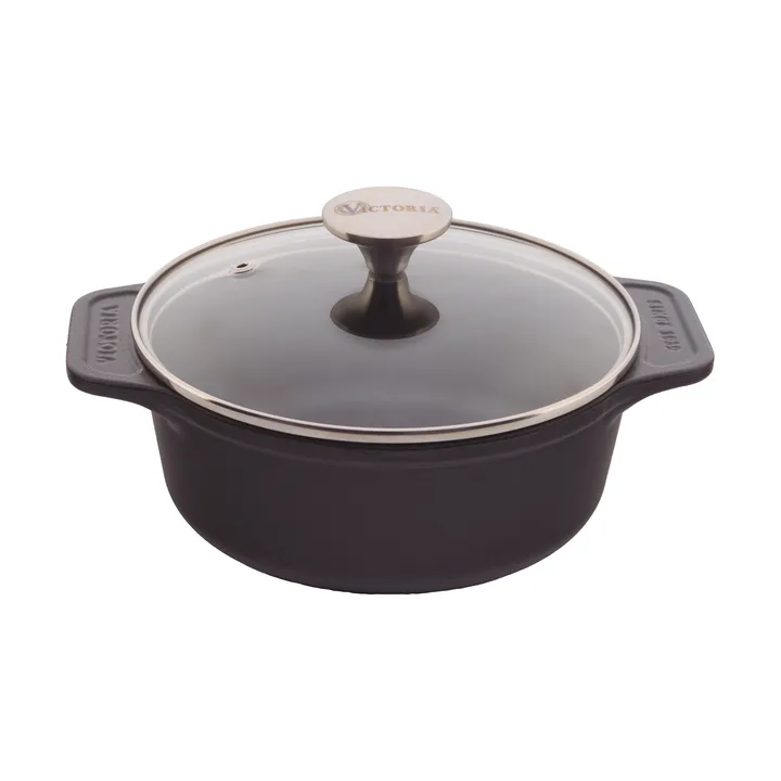 Victoria gryte støpejern glasslokk enameled - 1,9 l - Victoria